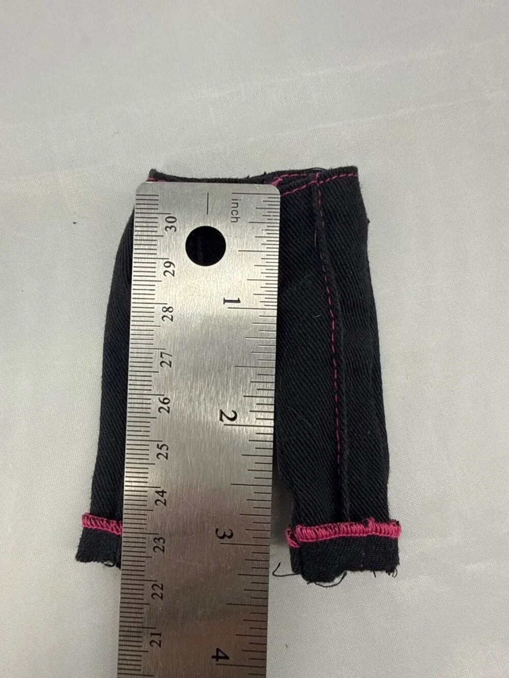 Y2K Mattel My Scene Black Denim Capris Pink Stitching Doll Pants Jeans
